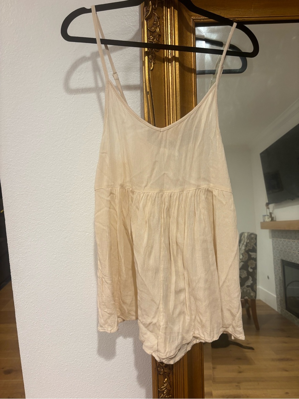 Roxy Cream Spaghetti Strap Babydoll Tank